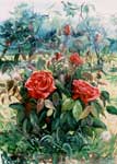 red flowers oil painting on canvas