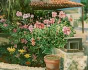 oil painting of "pink rose flowers"