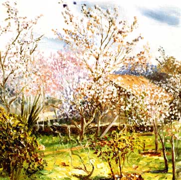 oil painting "our garden at the sunny day"