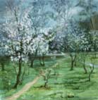 "Our garden at the gloomy day"oil painting